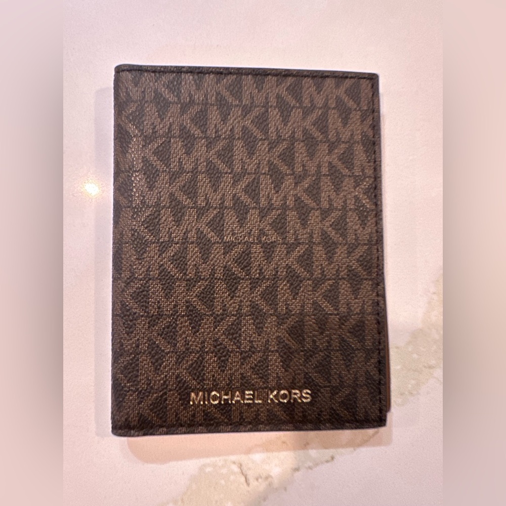 Michael Kors Dark Brown Logo Passport/wallet